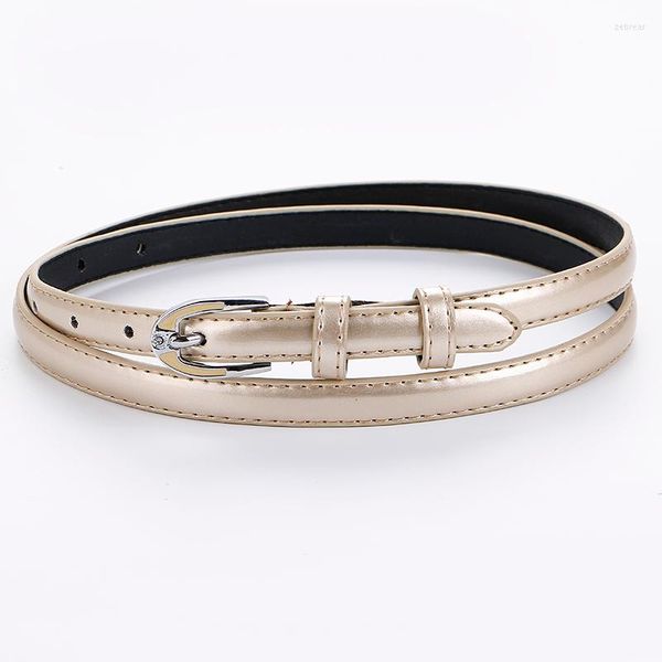 Cinture Cintura in pelle solida da donna design sottile e carino anca argento per jeans da donna con fibbia con strass