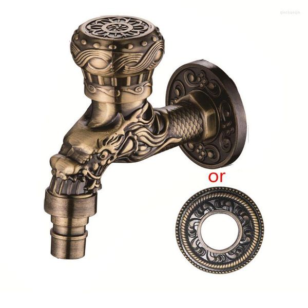Banyo lavabo muslukları antika bronz ejderha duvarı monte musluk musluk retro çamaşır makinesi açık bahçe hortumu tek soğuk su