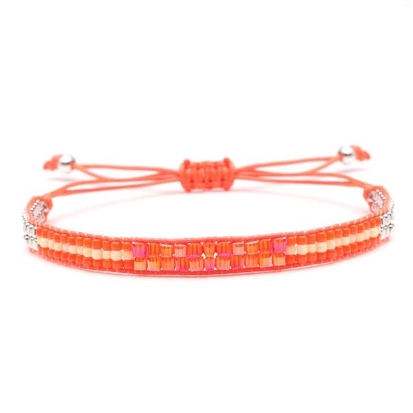 Charm Braceletts Bohemian Miyuki Glasssamen Perlen gewebtes Armband Frauen M￤nner Orange Gr￼ne Wachspuren Alltags Mix Perlen handgefertigter Schmuck