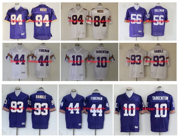 Camisa de futebol retrô Vikinges Randy Moss Alan Page Fran Tarkenton Chuck Foreman Paul Krause Alan Page 28 Adrian Peterson Adrian Peterson John Randle Doleman