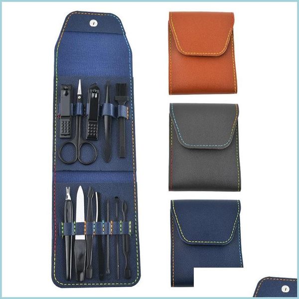 Set manicure per unghie Set da 12 pezzi Set di bellezza Tagliaunghie Tagliaunghie Tagliaunghie Coltello per pedicure Rasoio per sopracciglia Pelle morta Push Strumenti per manicure X Dhw0S