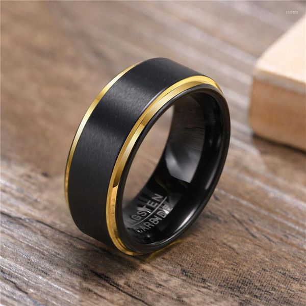 Cluster-Ringe ZORCVENS 100 % Wolfram Schwarzgold 8 mm Hochzeit Verlobungsband Stilvoll für Männer Frauen Geschenke Liebhaber Paar Schmuck