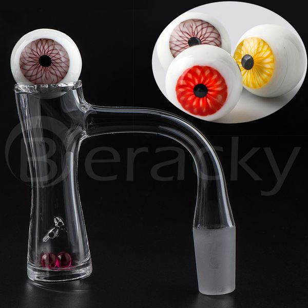 Vollverschweißte Quarz-Banger-Nägel mit abgeschrägten Kanten und 2 Spinnluftlöchern mit Glas-Carb-Kappe, Rubin-Terp-Perlen für Wasserbongs, Dab-Rigs