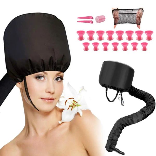 Asciugacapelli L Attacco per asciugacapelli con cappuccio per cofano portatile per donna Cappuccio per maschera per condizionamento profondo con cappuccio regolabile con 15 arricciature Sile Lulubaby Amog7