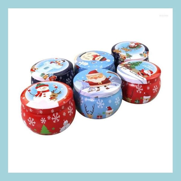 Подарочная упаковка подарочная упаковка милая рождественская оловянная коробка Рождество Санта -снеговик лось припечаток конфеты чай свеча