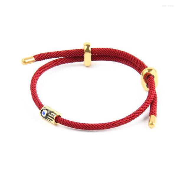 Bracelets de charme Red String Lucky Hamsa Mão olho de olho em jóias ajustáveis ​​de aço inoxidável