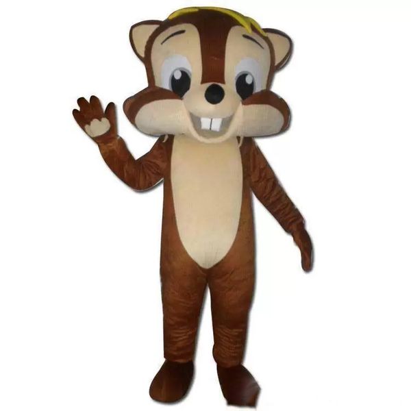 Discount Factory: Braunes Eichhörnchen-Maskottchenkostüm mit großen Zähnen für Erwachsene