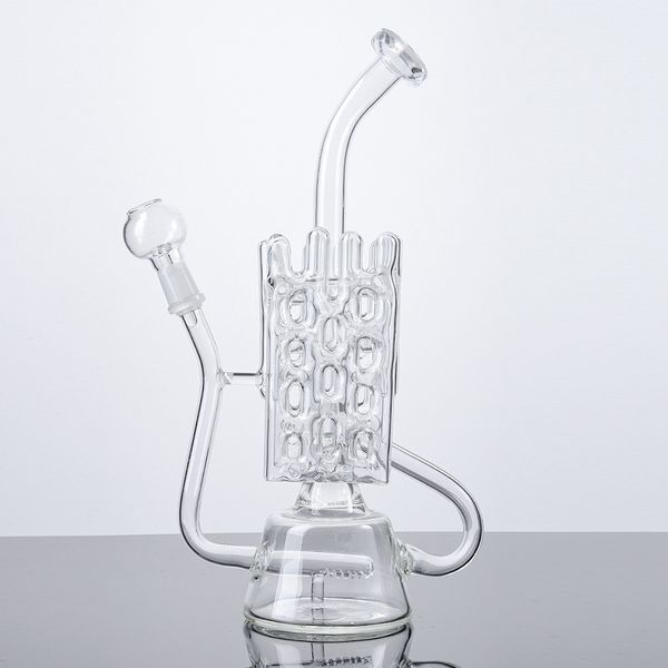 10 inç Heady Hookahs İsviçre PERC Cam Bong Sline Perc 14mm Bowlwater Boruları ile Erkek Eklem Recycler Teçhizat Yağı Dab Teçhizatları