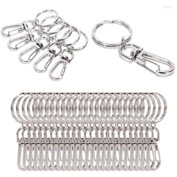 Anahtarlıklar 10 adet/lot klasik anahtar zinciri yüzük metal döner ıstakoz toka klipsleri kancalar anahtarlık bölünmüş diy çanta takı