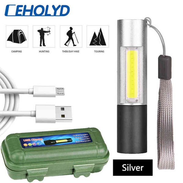 Mini LED de LED USB Mini lanterna super brilhante 3 Modos Cob XP-G Q5 Tocha à prova d'água portátil para acampar a luz da noite J220713