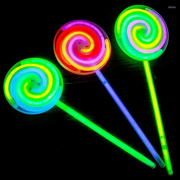Decorazione per feste Lollipop Glow Stick Bastoncini luminosi fluorescenti per bambini Adulti Carnevale Rave Dance Forniture per matrimoni Natale
