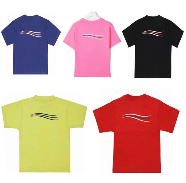 Magliette per bambini Estate Lettera Stampata Top Tees Ragazzi Ragazze Magliette Abbigliamento per bambini con onde a righe Chidlren Unisex 8 colori Comodo abbigliamento sportivo casual