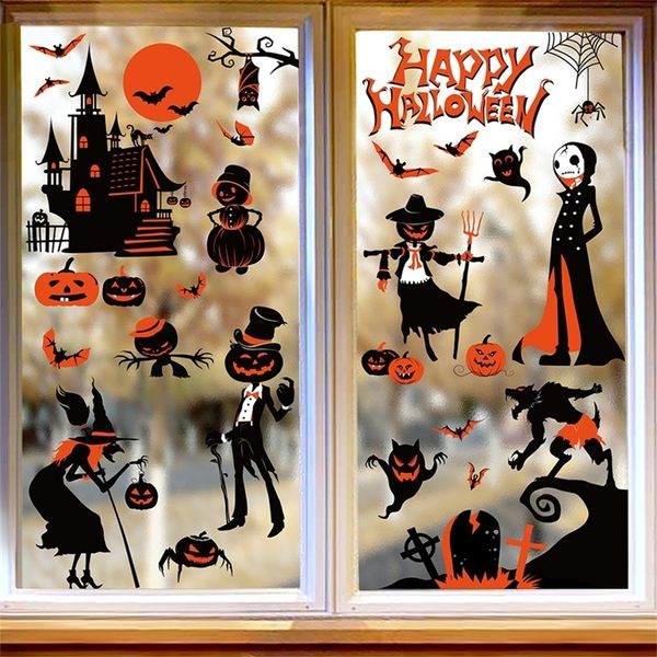Altri adesivi decorativi Adesivi per finestre decorativi di Halloween PVC e antivegetativa Cartone animato impermeabile Divertente murale Aereo familiare Pellicola rimovibile 220908