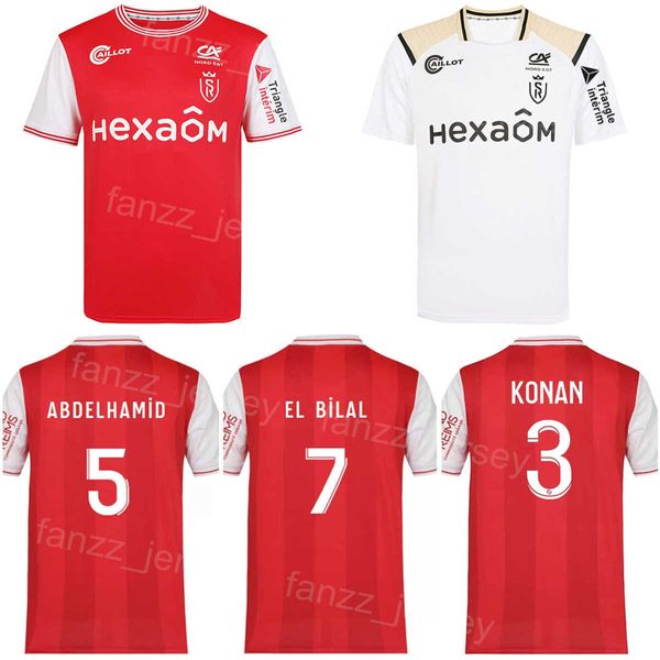 Club Stade De Reims 29 BALOGUN Camisa de futebol 3 DOUMBIA 28 LOCKO 1 PENTZ 5 ABDELHAMID 15 MUNETSI 6 GRAVILLON 7 TOURE 24 AGBADOU 19 VAN BERGEN Camisa de futebol Kits