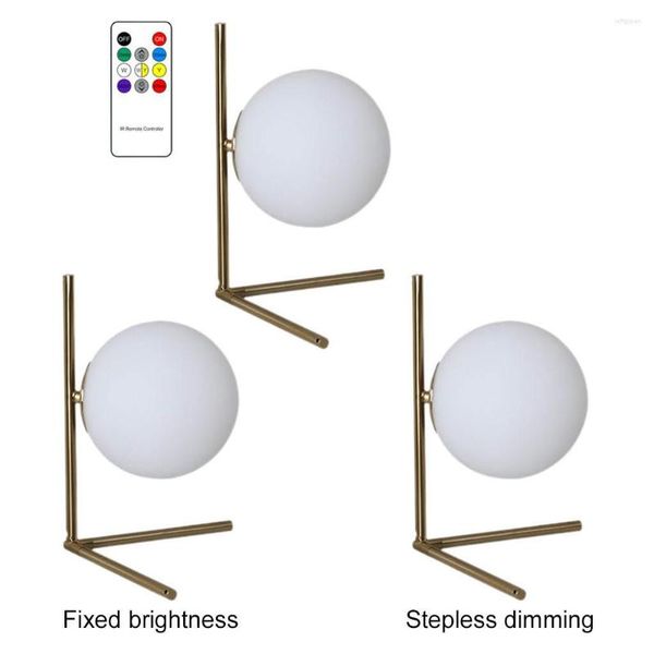 Lampade da tavolo Lampada a LED con sfera di vetro nordica Base in metallo Elegante interruttore tattile USB Illuminazione bianca Lettura per soggiorno Decorazione artistica