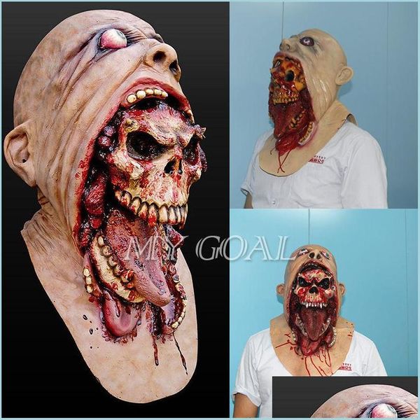 M￡scaras de festa Halloween Latex Bloody Mask Zombie Face derretendo Walking Dead Horror Festume Party Prop entrega 2021 Home Garden Fes Dhwfu