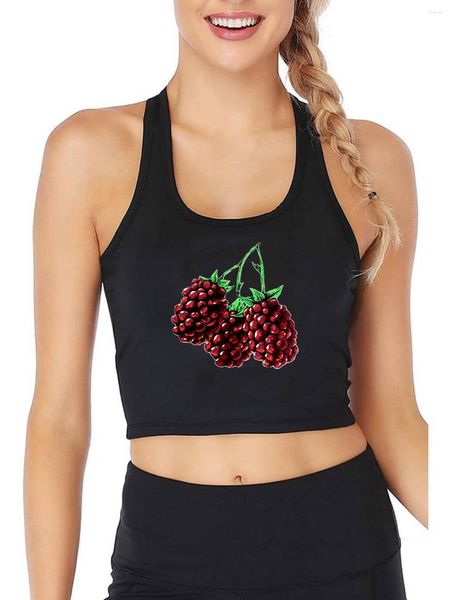 Damen-Tanks, Himbeermuster-Design, atmungsaktiv, schmale Passform, Tank-Top, Damen-Yoga-Sport-Crop-Tops, Fitnessstudio, Weste, Sommer-Unterhemd