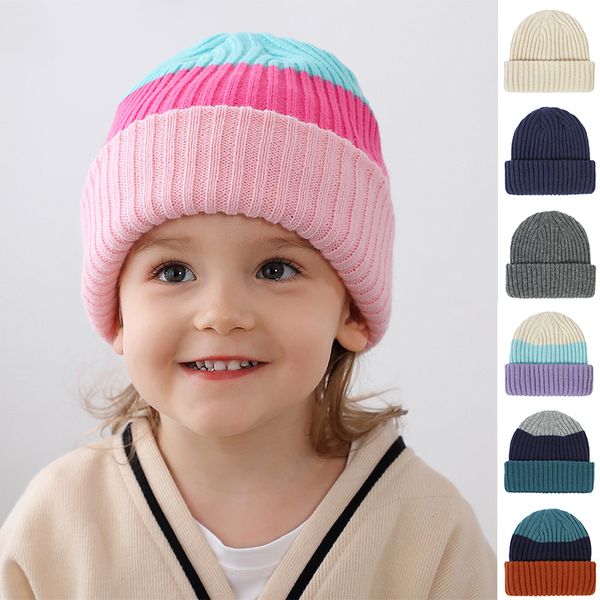 10 farben Baby Hut Weiche Warme Kinder Mützen Gestrickte Hüte Für Kleinkind Einfarbig Kinder Winter Hut Großhandel