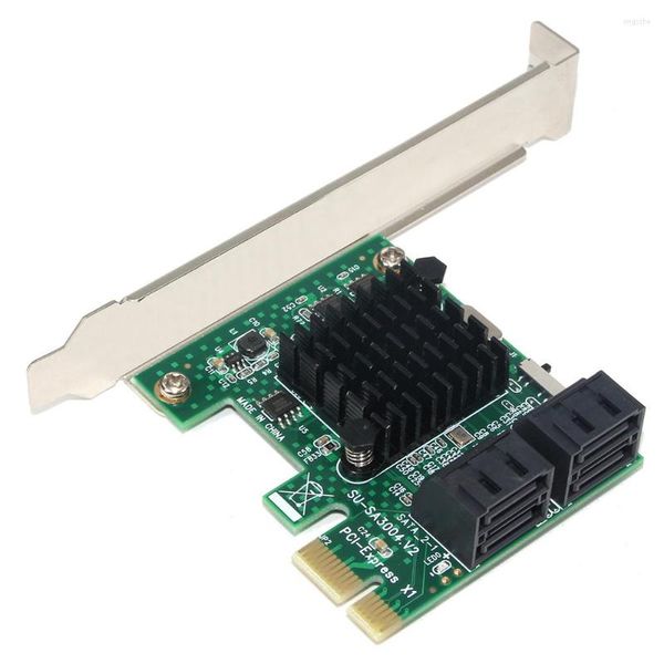 Computerkabel PCI Express 1X zu SATA3.0 4 Port Riser PCI-E X1/X4/X8/X16 Erweiterungsadapterkarte 6 Gbit/s mit Kühler unterstützt AHCL IDE-Daten