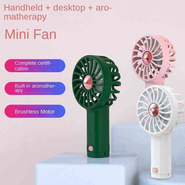 Elektrische Fans Mini Fan Bürstenlosen Motor Handheld Wiederaufladbare Fan Galvanik Taste Aromatherapie Desktop Mini Fan T220907