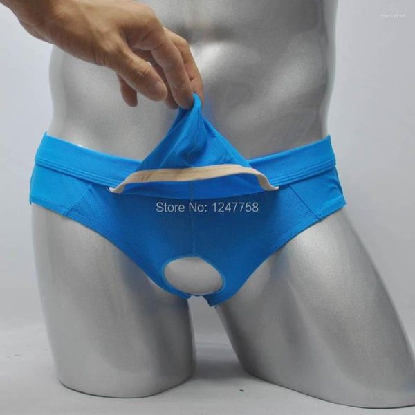 Unterhosen Männer Atmungsaktive Slip Bottoms Unterwäsche Penis Loch Bulge Pouch Briefs