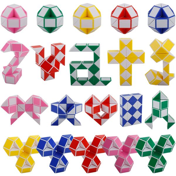 Partybevorzugung 24 Blöcke Gefälligkeiten Medium Magic Snake Cube Fidget Toy Twist Puzzle Speed Cubes für Kinder Taschenfüller Supplies Classro Mxhome Amstn