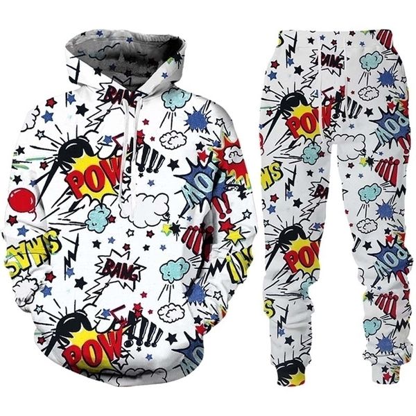 Herren Tracksuits Hip Hop 3D Cartoon Printed Hoodie Hosenanzug Cool Menwomen 2 PCs Sportwear Tracksuit Set Frühling Herbst Kleidung 220908