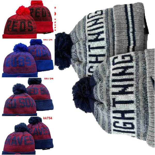 Lightning Beanie North American Hockey ball Team Side Patch Winter Wool Sport Hat Cappellini con teschio