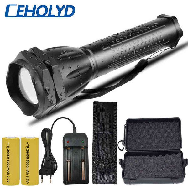 Xhp160 poderoso tático mais brilhante zoomable lanterna LED à prova d'água 18650 26650 lanterna de bateria 3200lm 3 Modos Lantern Light J220713