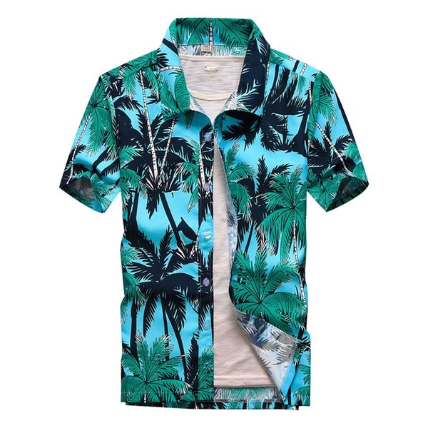 Camisas casuais masculinas 26 cores Moda de verão masculino camisas havaianas de manga curta Botão de coco impressão casual praia ALOH