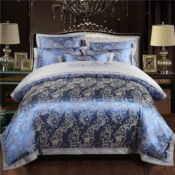 Conjuntos de cama Conjunto de cama real de luxo Conjunto de camas de cetim Jacquard Tampa de cover Kit de camas de estilo europeu Campa de camas de estilo 3pcs decoração de casa 220908