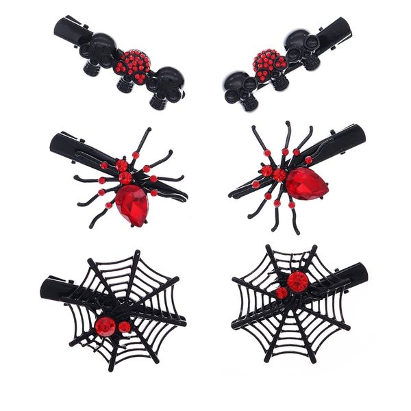 Accessori per capelli JLZXSY 6 pezzi Set fermagli per capelli Halloween Barrette Crystal Spider Design Prese per capelli Personalità Divertente Halloween Bang Clips 220908