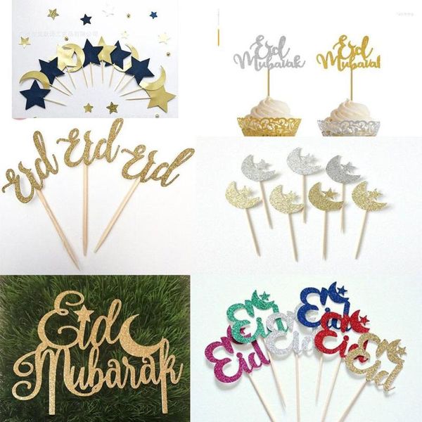 Abastecimento festivo Eid Mubarak Cake Topper Star Moon Letter Decorating for Party Decorações