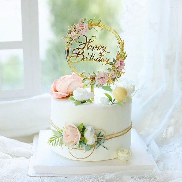 Festliche Lieferungen „Alles Gute zum Geburtstag“-Kuchenaufsatz, Acryl-Goldaufsatz, Partydekoration, Werbeartikel
