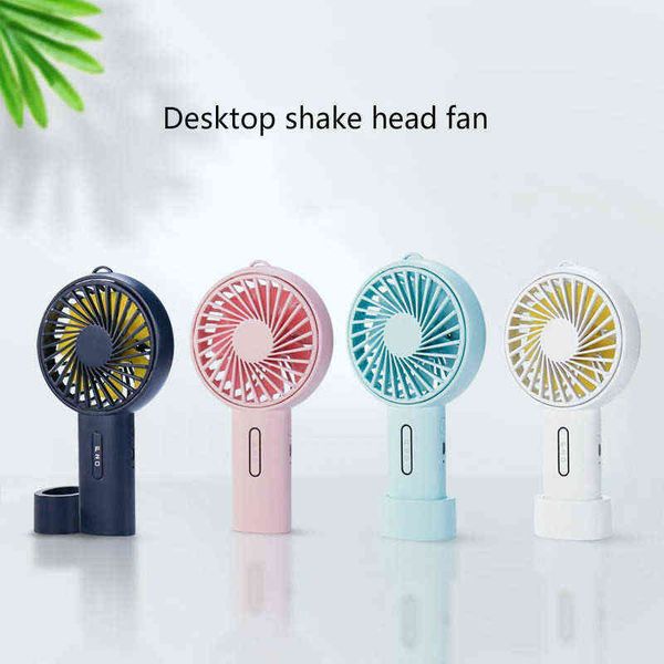 Ventiladores elétricos Desktop Shaking Head Fan USB Charging Mini Big Wind Student Dormitório Portátil portátil T220907