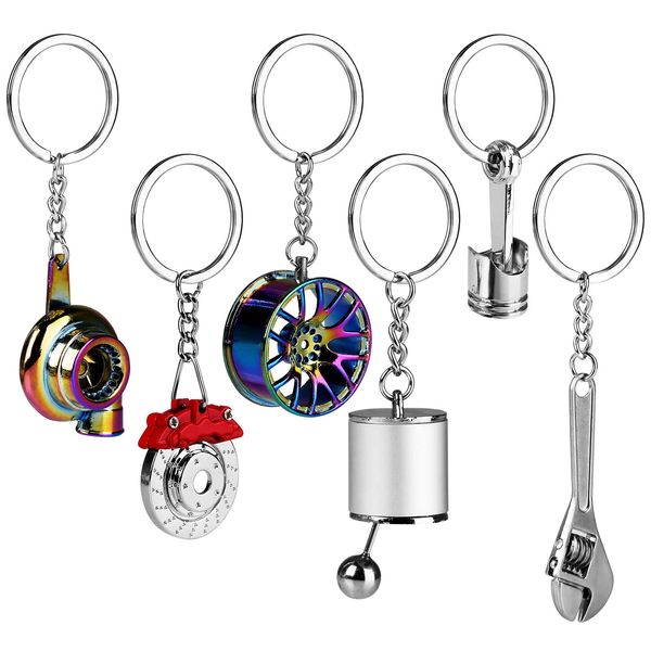 Брелки L Parts Metal Key Chain Part Model Keychain Set Turbo Manual Shift Box Тормозной ротор Колесо Обод колеса Поршень двигателя Wr Nanashop Amvjr