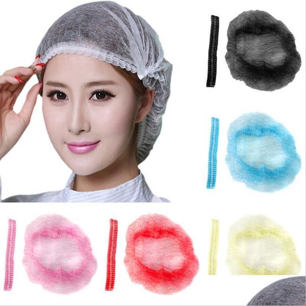 Attrezzi da bagno Accessori 100 Pz / set Microblading monouso Tessuto non tessuto Forniture da bagno Trucco Retina per capelli Cappello sterile Chef Cateri Dhj9D