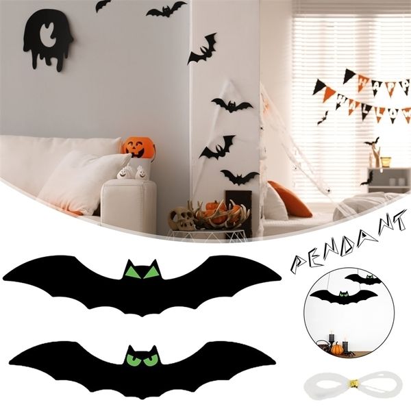 Andere dekorative Aufkleber, 10 Stück, 3D-Fledermaus-Wandornament zum Aufhängen, Fenster, Schwarz, Halloween-Dekoration, Party, Wohnzimmer-Dekoration 220908