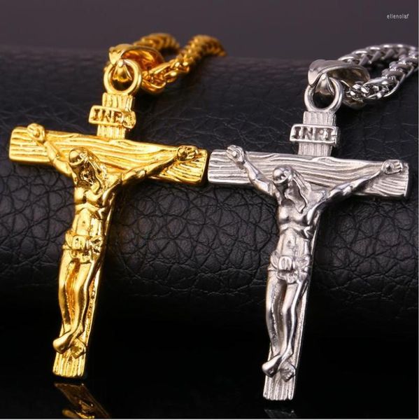 Anhänger Halsketten 2022 18k vergoldet Jesus Stück Edelstahl Halskette Katholisches religiöses Kreuz Hip-Hop Schmuck Vater Geschenk