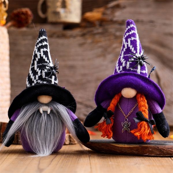 Decoração do partido Halloween sem rosto gnomo boneca com dentes vampiros Halloween decoração Spider Spider Wizard Hat ornament Doll Party Party Ornament 220908