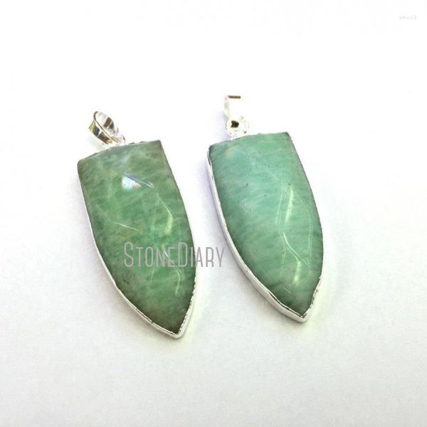 Colares pendentes PM1774 Facetado Pure Color Amazonite Stone Natural Dagger Copper Silver Eletroplated Pingents Jewelry