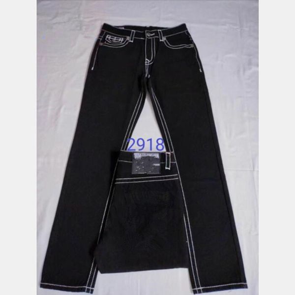 Jeans de novo masculino de calça longa de calça masculina de super religião de linhas grossas, lápis casual azul calça jeans preta m2918