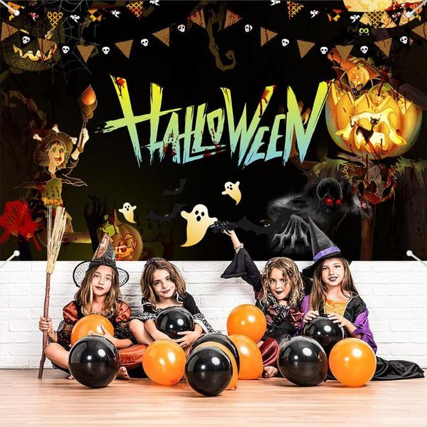 Partybevorzugung, Halloween-Banner, Hintergrund, Stoff, dekorativer Türvorhang, Geisterfest, Outdoor-Hängeflagge, Happy Helloween-Dekoration