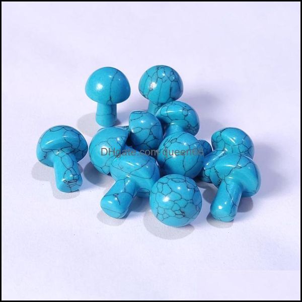 Камень 2 см. Резные мини -грибные статуя имитация бирюзовая каменная рисунок синий смола Домашний декор подарок оптом Dr Dhseller2010 Dhou1