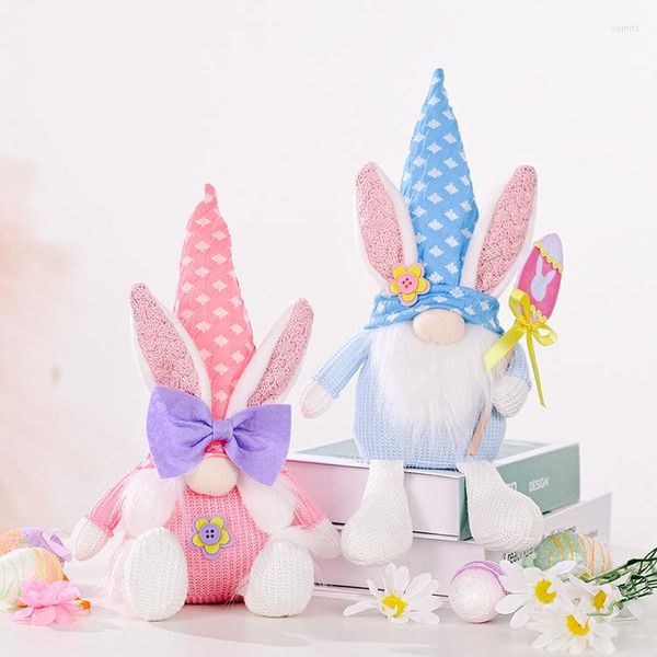 Partydekoration Rosa Blau Gesichtslose Schleife Puppe Ostern Willkommen Frühling Glücklicher Tag Farbe Eier Kinder Ester Geschenke Fav