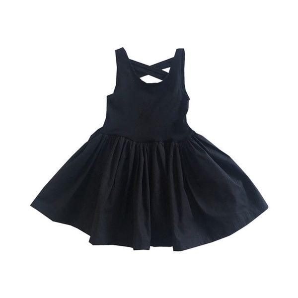 Девушка платья 2-8y маленькие девочки одежда детская детская одежда для подростковой платье черная юбка без спинка пустота