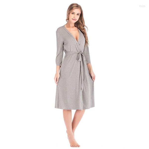 Damen-Nachtwäsche AECU Herbst Winter Frauen Baumwolle Modal Mutterschaft Schwangerschaft Arbeit Robe Lieferung Still-Pyjama Nachthemd Stillen S-XXL