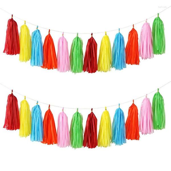 Decoração de festa Diy Papel Tissue Tassel Garland para Casamento Holding Ribbon Curta