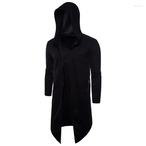 Men's Trench Coats Men's Gothic Style Hoodie Sweatshirt 2022 With Black Dress Hip Hop Cape Sweater Fashion Long Sleeve Coat
