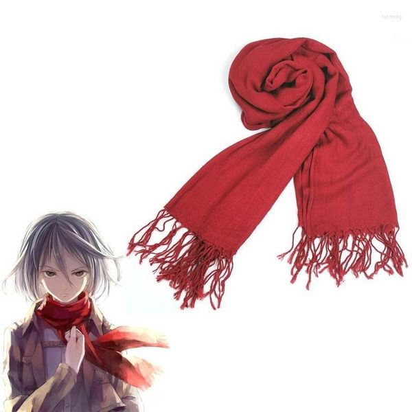 Parti Maskeleri Titan Mikasa Ackerman Cosplay Scarf Japon Anime Shingeki No Kyojin Kırmızı Günlük Günlük All-Eşarplar